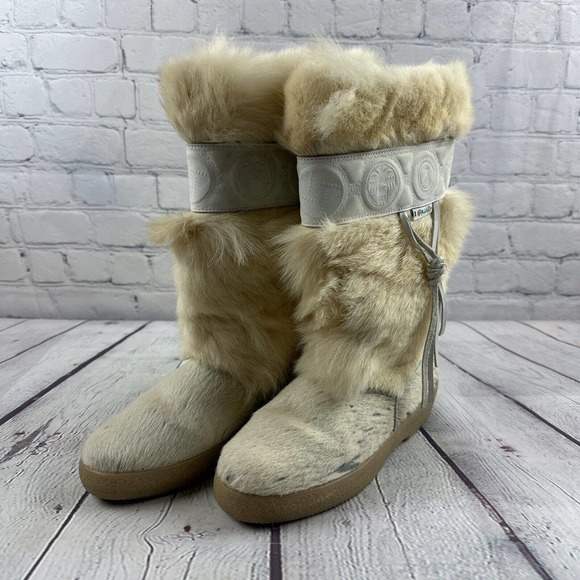 PAJAR‎ OSCAR ITALIAN Sport Goat Hair Boots Ivory WOMENS SZ US 6.5 EU 37 - Picture 1 of 16
